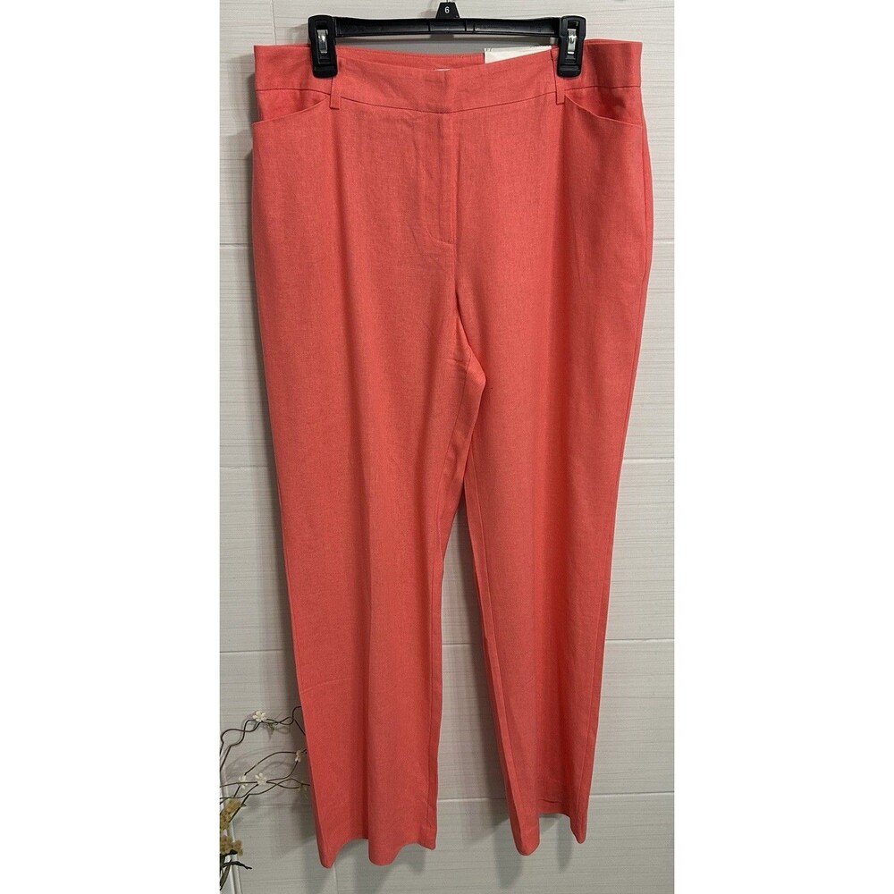 NWT Cato EST. 1946 Classic Linen Blend Salmon Pink  Wide Leg Pants 14